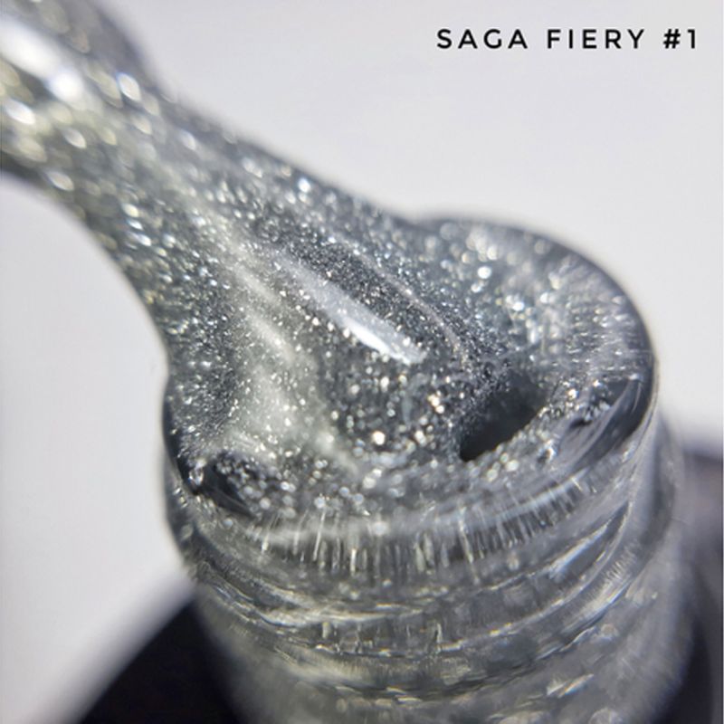 Saga Professional Fiery Gel polish No1 sparkling silver (9ml) - All Pro Beauty