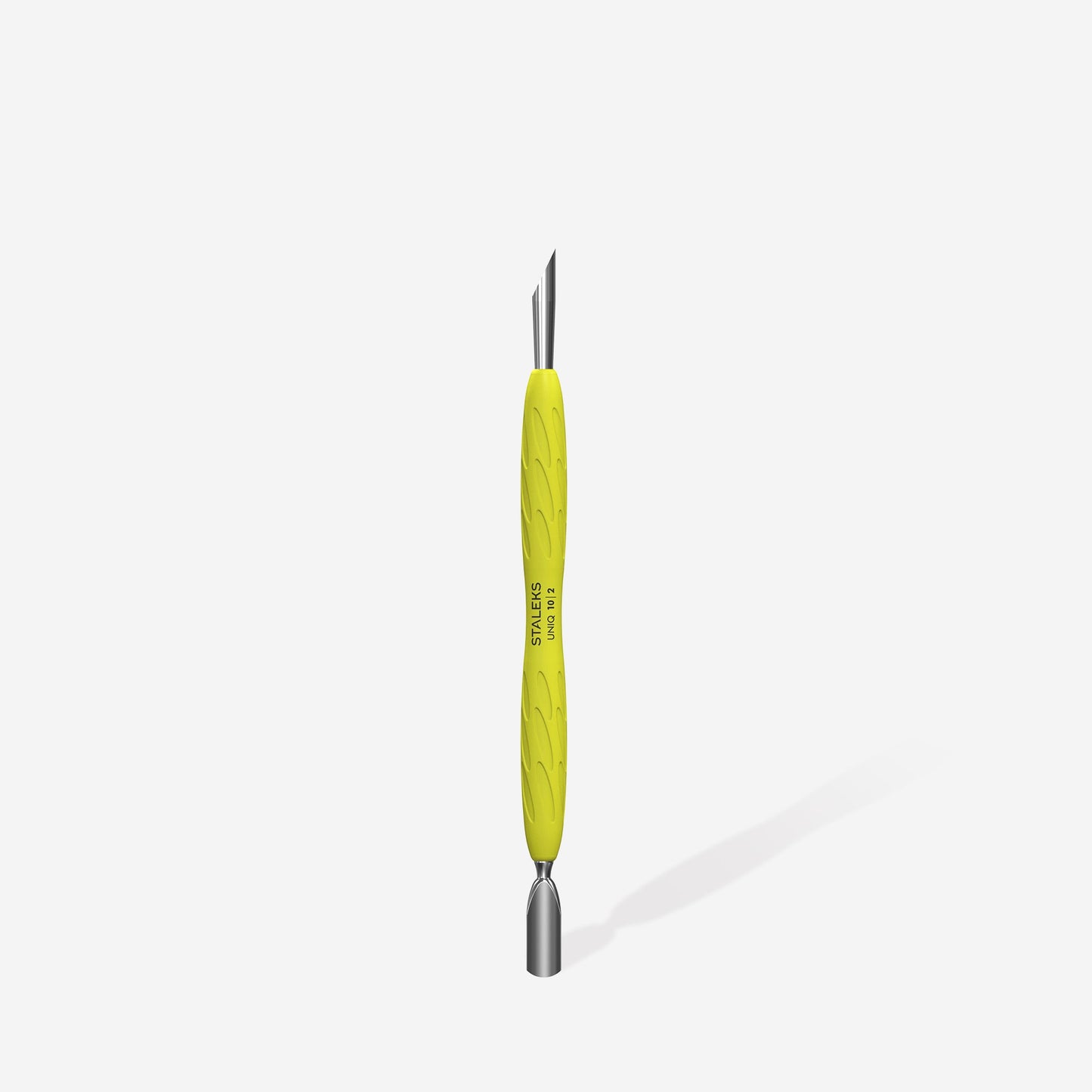 STALEKS Manicure pusher Gummy with silicone handle UNIQ 10 TYPE 2 PQ-10/2y (rounded narrow and beveled pusher)