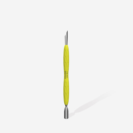 STALEKS Manicure pusher Gummy with silicone handle UNIQ 10 TYPE 2 PQ-10/2y (rounded narrow and beveled pusher)