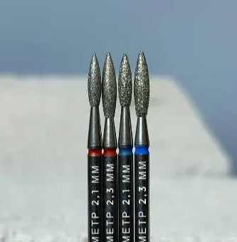 Diamond nail drill bit  Staleks, shape flame red (diameter 2.1 mm)