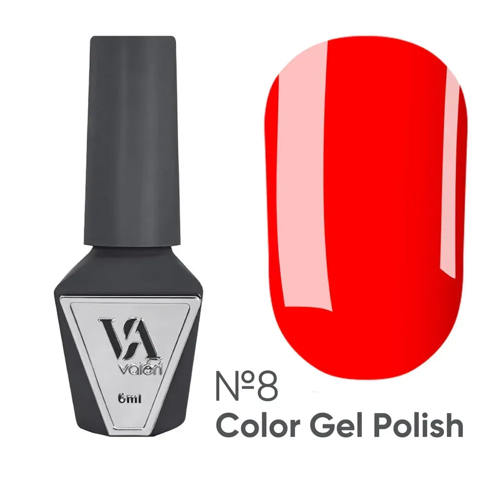 Valeri Nail gel polish No8 (neon red, enamel), 6 ml - All Pro Beauty