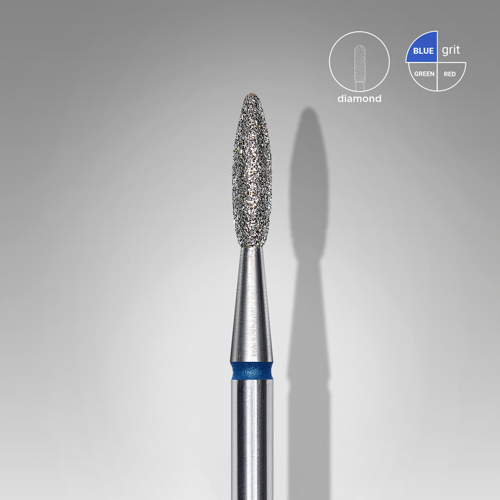 STALEKS Diamond nail drill bit flame blue EXPERT head diameter 2,1 mm / working part 8 mm - All Pro Beauty