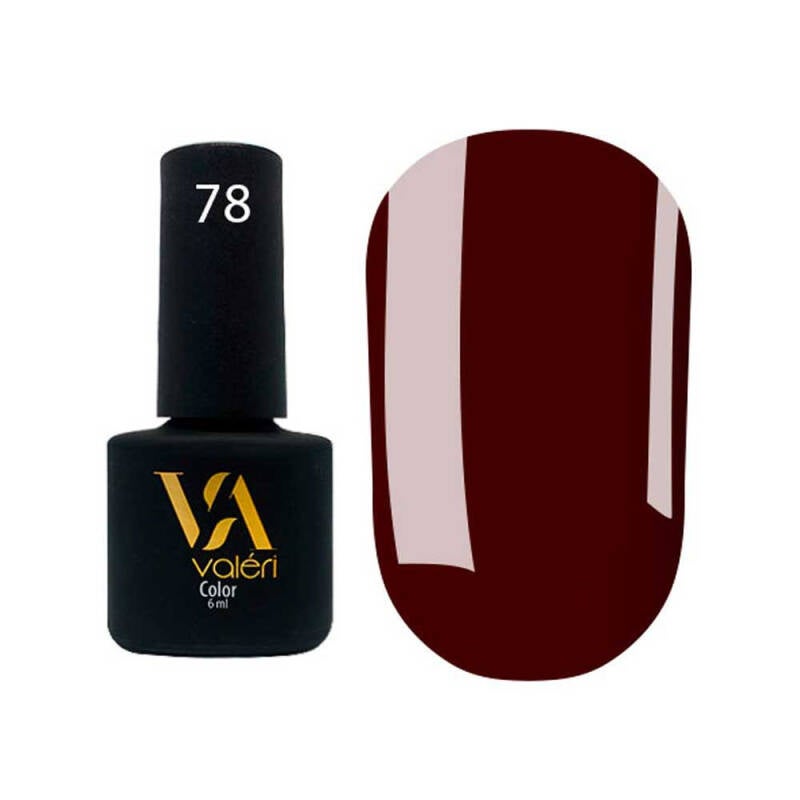 Гель-лак Valeri Nail №78 (чорний шоколад, емаль), 6 мл