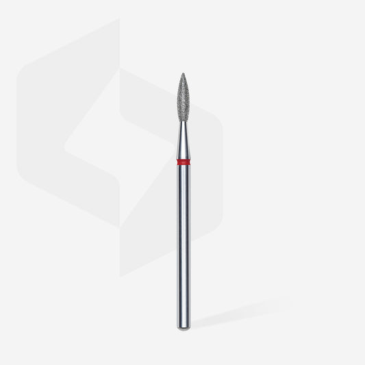 STALEKS Diamond nail drill bit pointed flame red EXPERT head diameter 2,1 mm / working part 8 mm