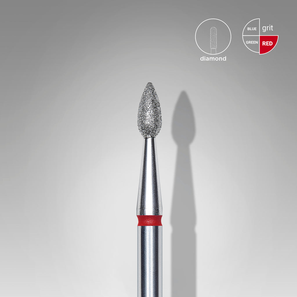 STALEKS Diamond nail drill bit drop red EXPERT head diameter 2,3 mm / working part 5 mm - All Pro Beauty