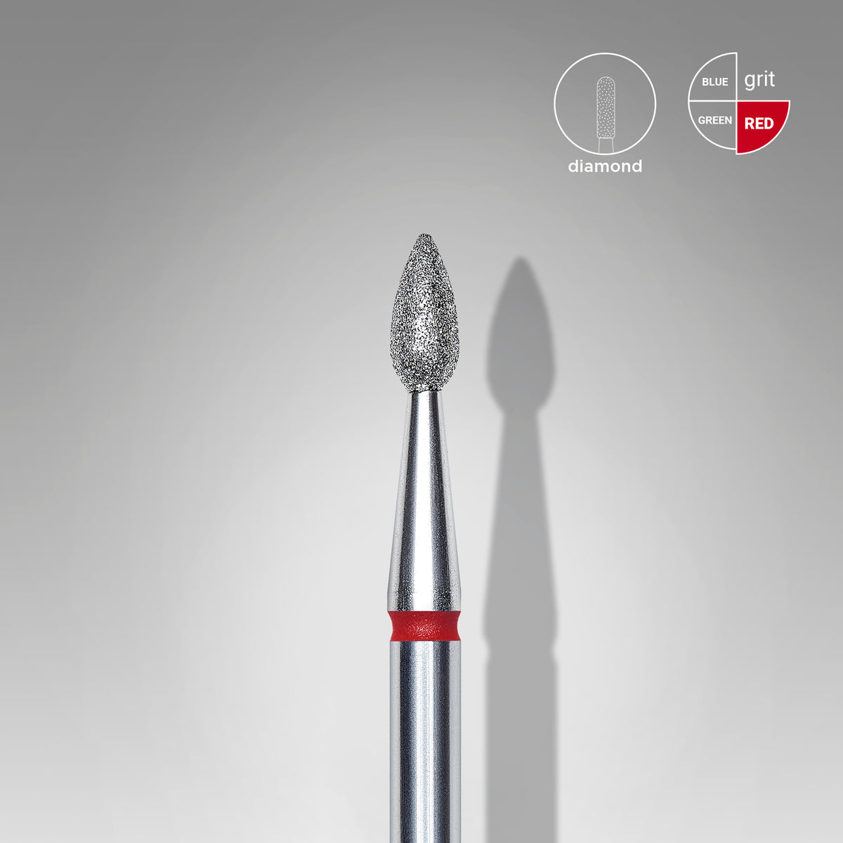 STALEKS Diamond nail drill bit drop red EXPERT head diameter 2,3 mm / working part 5 mm - All Pro Beauty