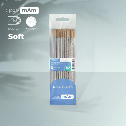 Replaceable papmAm soft files on a wooden base 100 grit STALEKS PRO SMART 20 10 pcs