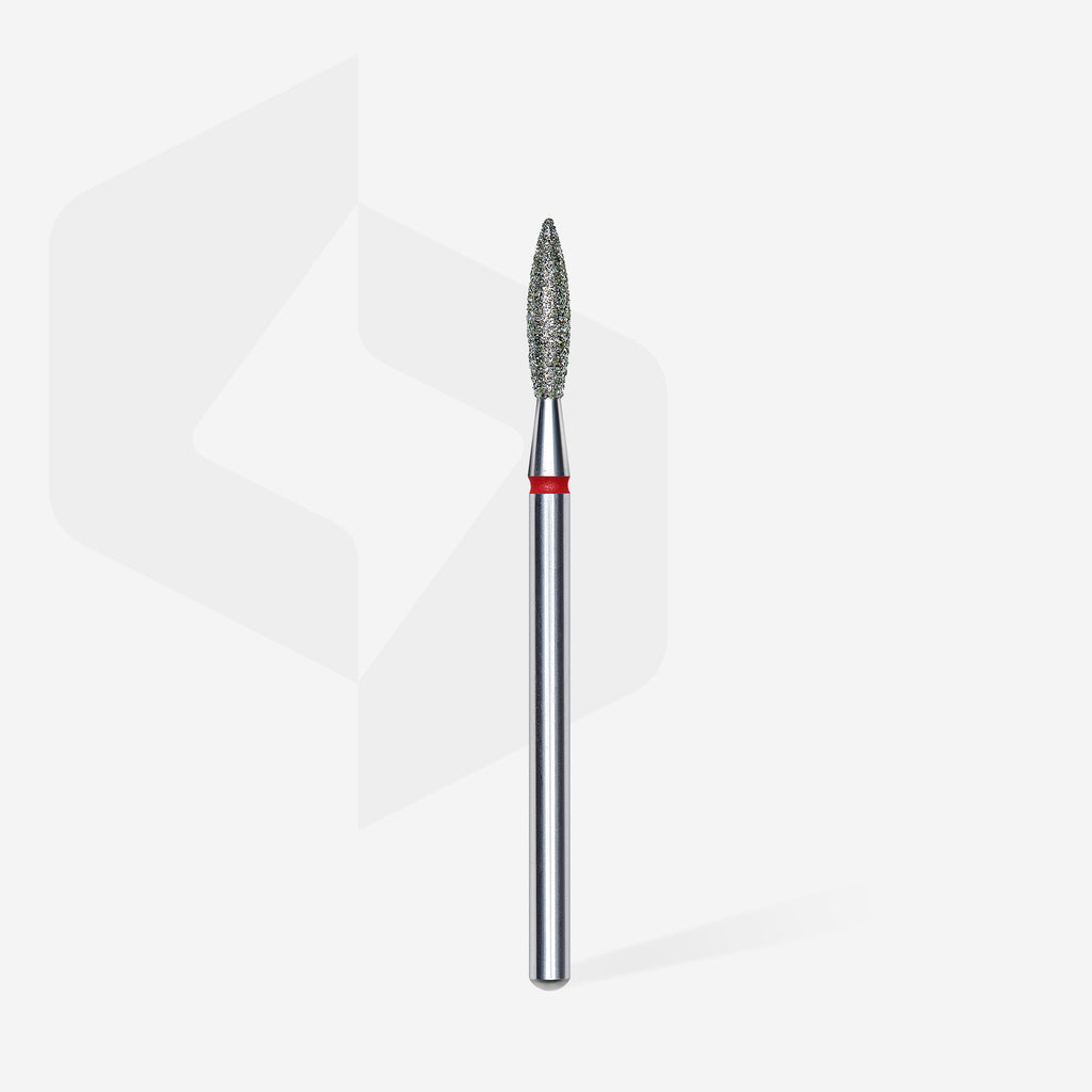 STALEKS Diamond nail drill bit flame red EXPERT head diameter 2,3 mm / working part 10 mm - All Pro Beauty