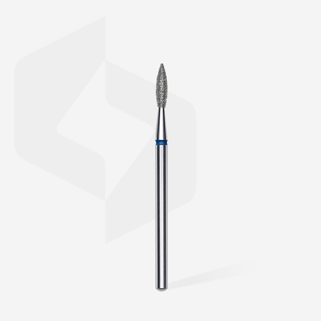 STALEKS Diamond nail drill bit pointed flame blue EXPERT head diameter 2,1 mm / working part 8 mm - All Pro Beauty