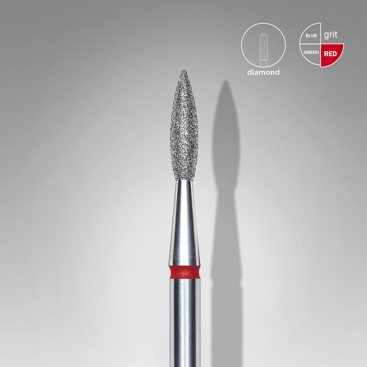 STALEKS Diamond nail drill bit pointed flame red EXPERT head diameter 2,1 mm / working part 8 mm - All Pro Beauty