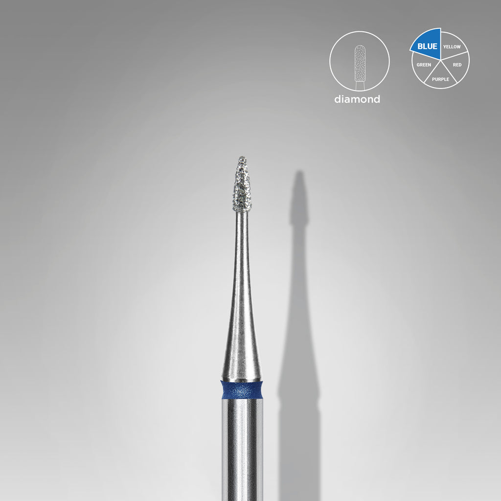 STALEKS Diamond nail drill bit flame mini blue EXPERT head diameter 1 mm / working part 3 mm - All Pro Beauty