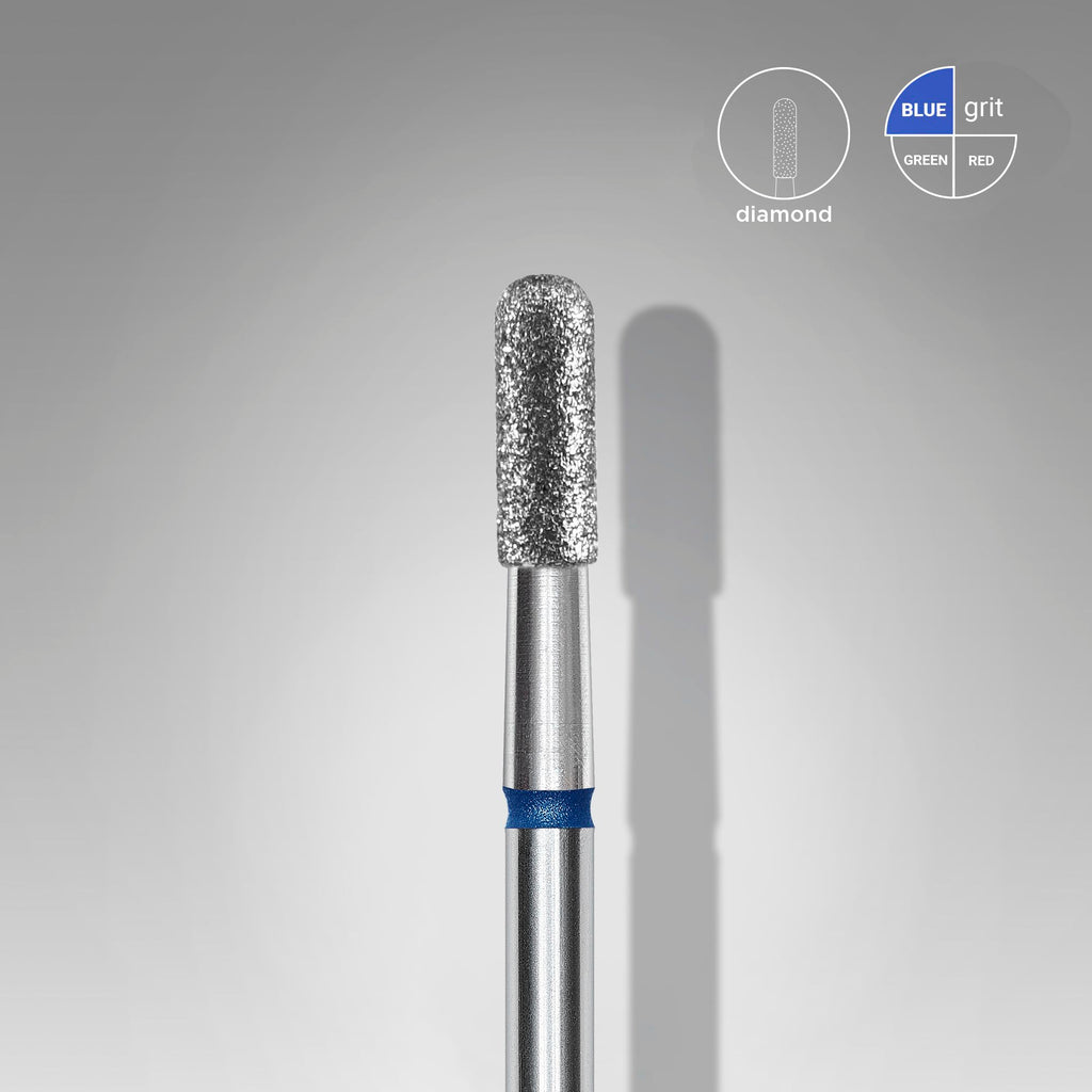 STALEKS  Diamond nail drill bit rounded cylinder blue EXPERT head diameter 2,3 mm / working part 6,5 mm - All Pro Beauty