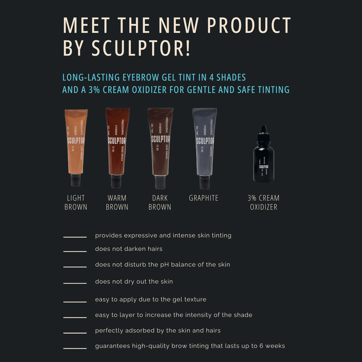 SCULPTOR Dark Brown Eyebrow Gel Color, 15 ml - All Pro Beauty