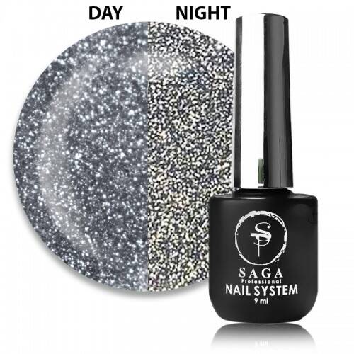 Saga Professional Fiery Gel-polish No1 sparkling silver (9ml) - All Pro Beauty