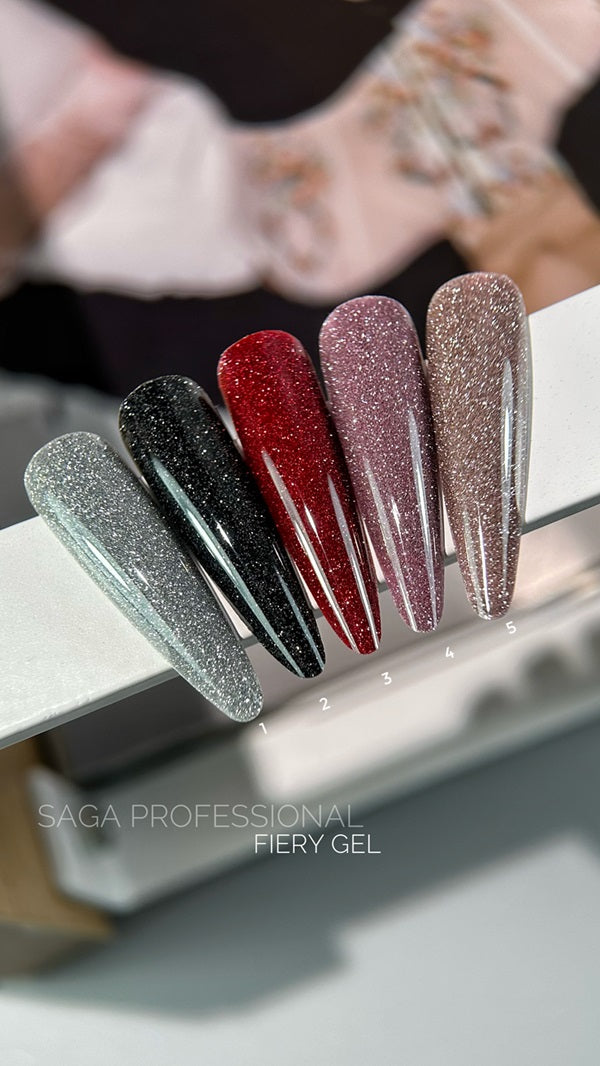 Saga Professional Fiery Gel polish No1 sparkling silver (9ml) - All Pro Beauty