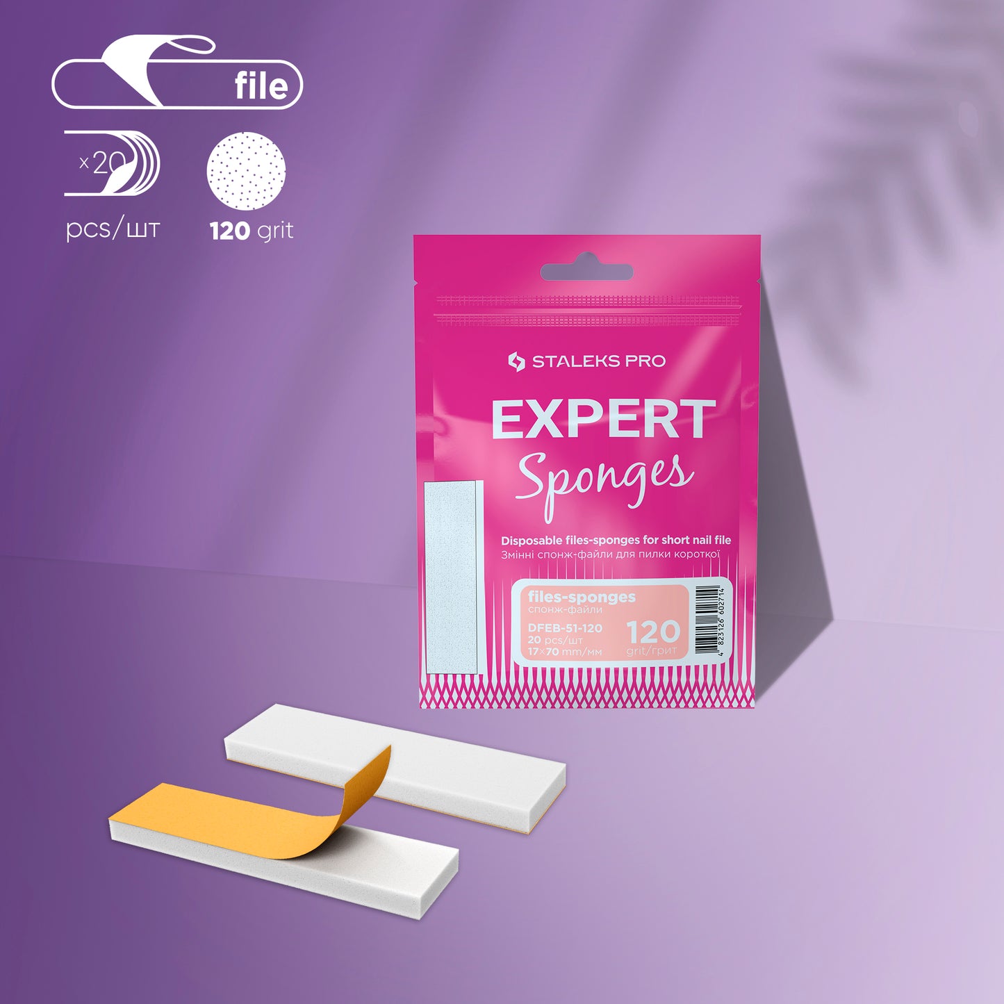 STALEKS Disposable files-sponges for short nail file EXPERT 51(DFEB 120grit) 20pcs