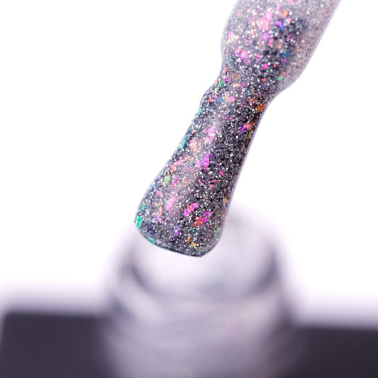NAILSOFTHENIGHT Reflective base 01 - камуфлююча світловідбиваюча основа з шиммером (сріблясті та рожеві блискітки), 10 мл