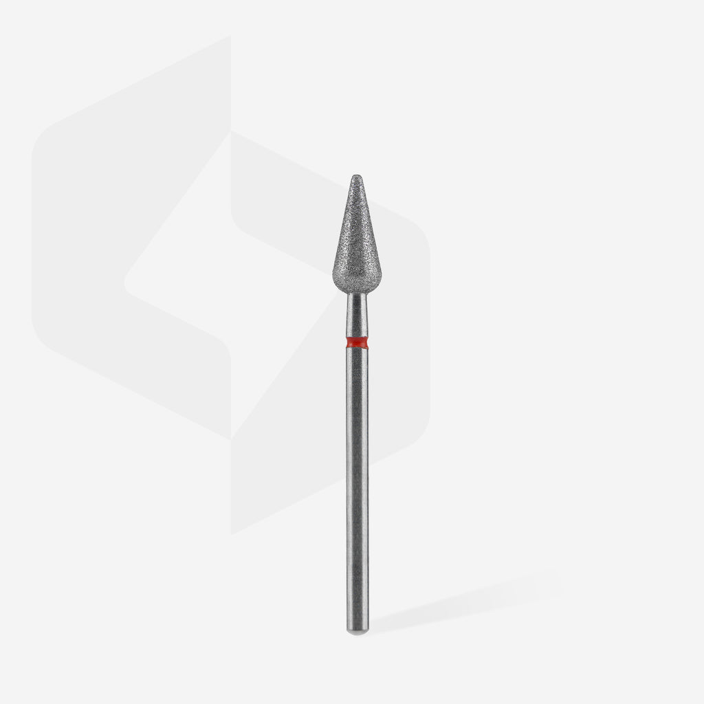STALEKS Diamond nail drill bit pointed pear red EXPERT head diameter 5 mm / working part 12 mm - All Pro Beauty