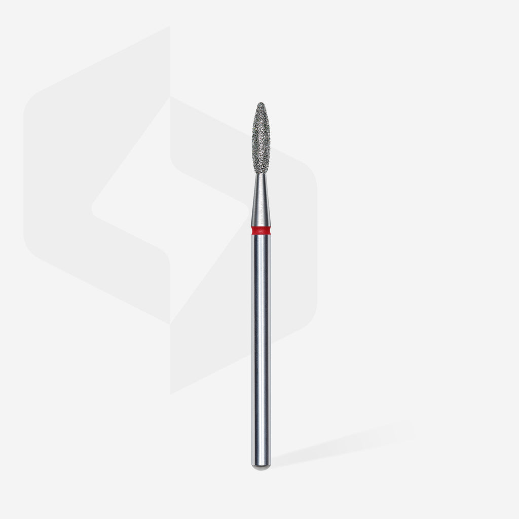 STALEKS Diamond nail drill bit flame red EXPERT head diameter 2,1 mm / working part 8 mm - All Pro Beauty