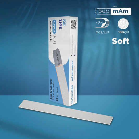 STALEKS Disposable white files papmAm on soft foam layer EXPERT 20 (DFCE-150,180grit) 25 pcs