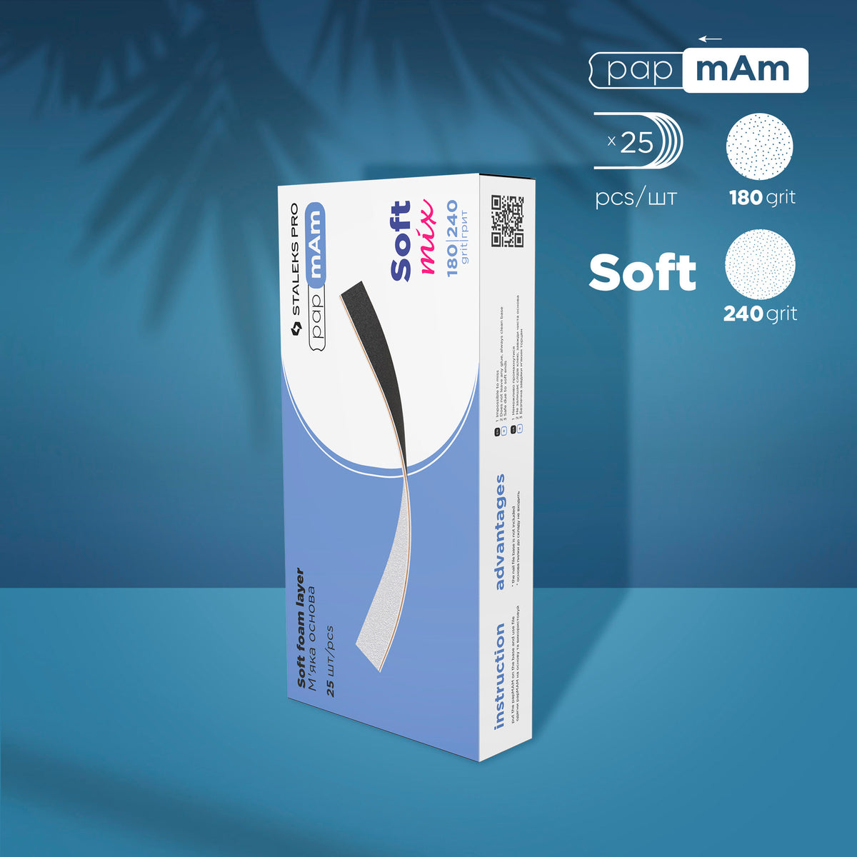 STALEKS Disposable double-sided files papmAm Mix on soft foam layer EXPERT 20 180/240 grit (25 pcs) - All Pro Beauty