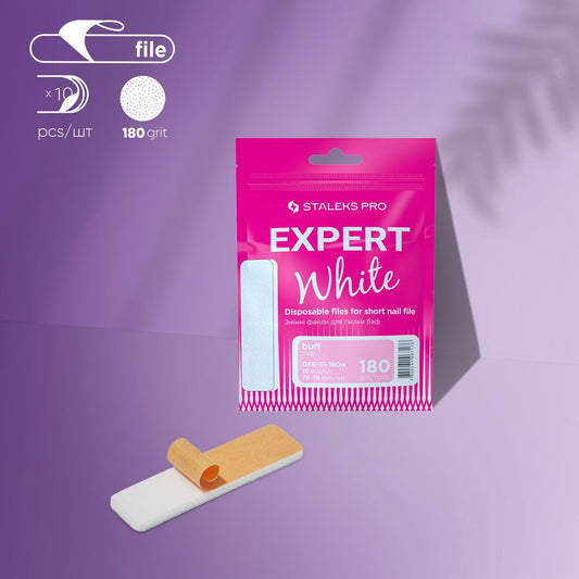 STALEKS Disposable white files for short nail file (grinding file) EXPERT 51(DFE 180,240grit) 10pcs
