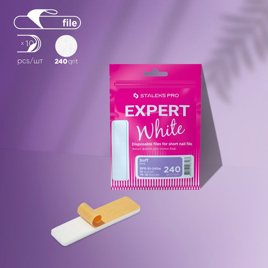 STALEKS Disposable white files for short nail file (grinding file) EXPERT 51(DFE 180,240grit) 10pcs