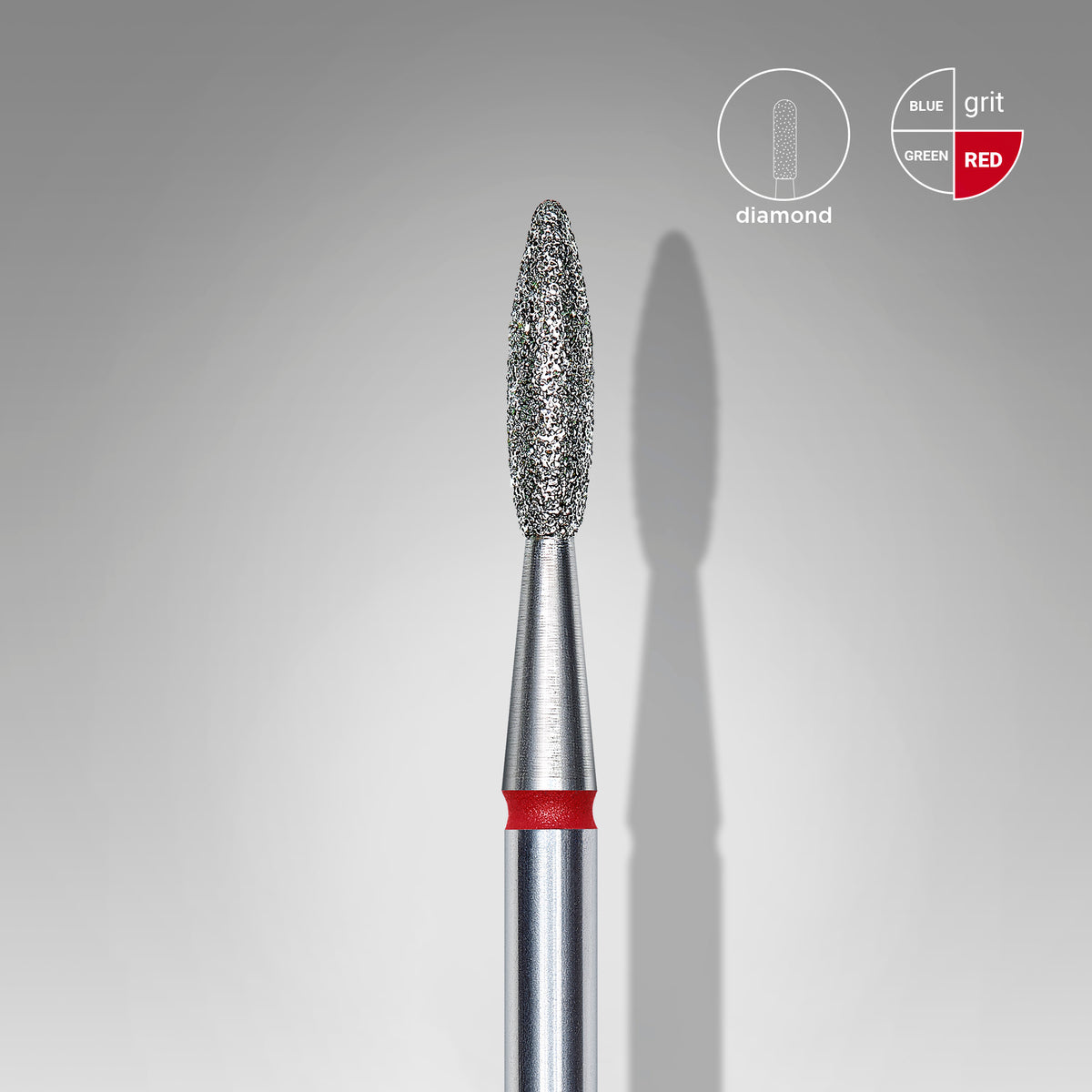 STALEKS Diamond nail drill bit flame red EXPERT head diameter 2,1 mm / working part 8 mm - All Pro Beauty