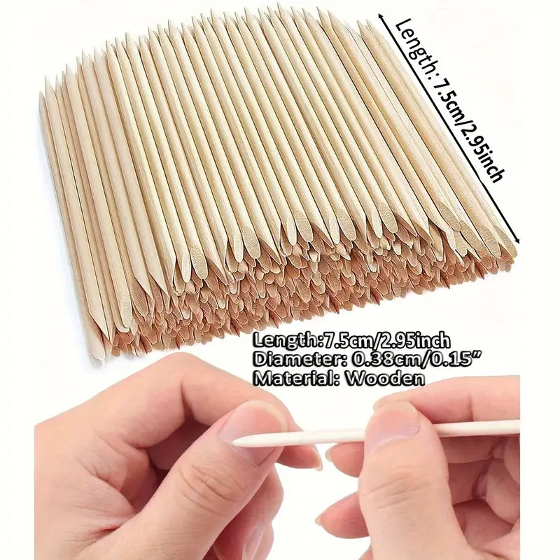 100-Pack Disposable Orange Wooden Sticks - All Pro Beauty