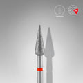 STALEKS Diamond nail drill bit pointed pear red EXPERT head diameter 4 mm / working part 12 mm - All Pro Beauty