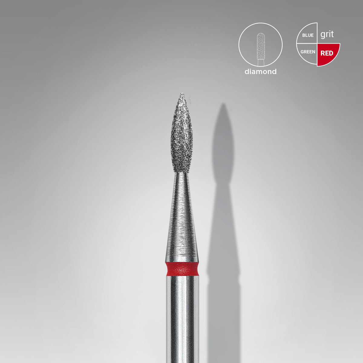 STALEKS Diamond nail drill bit pointed flame red EXPERT head diameter 1,8 mm / working part 8 mm - All Pro Beauty