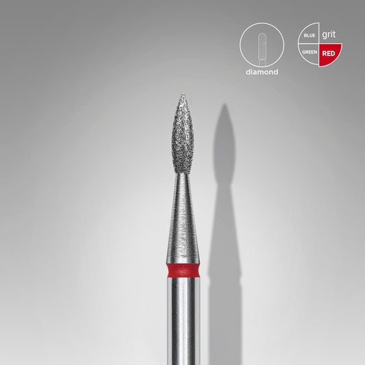 STALEKS Diamond nail drill bit pointed flame red EXPERT head diameter 1,8 mm / working part 8 mm