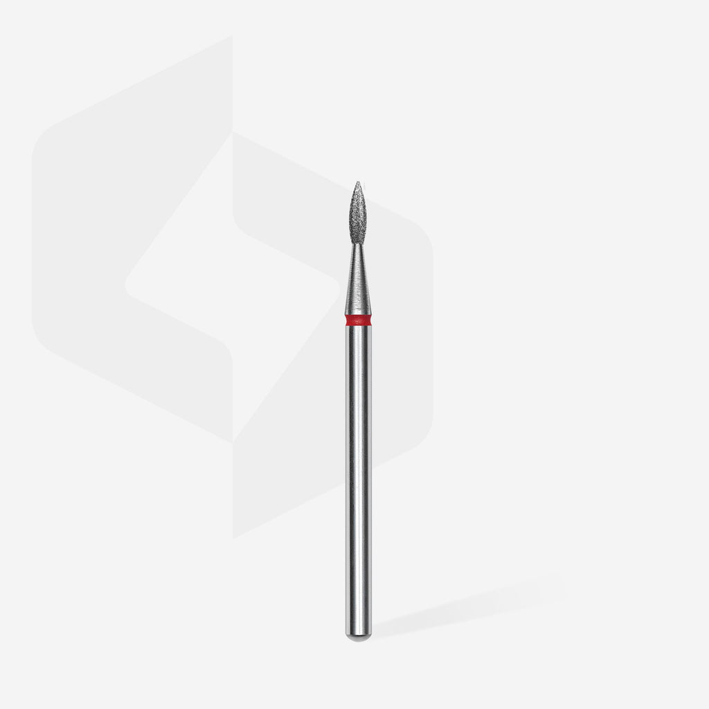STALEKS Diamond nail drill bit pointed flame red EXPERT head diameter 1,8 mm / working part 8 mm - All Pro Beauty