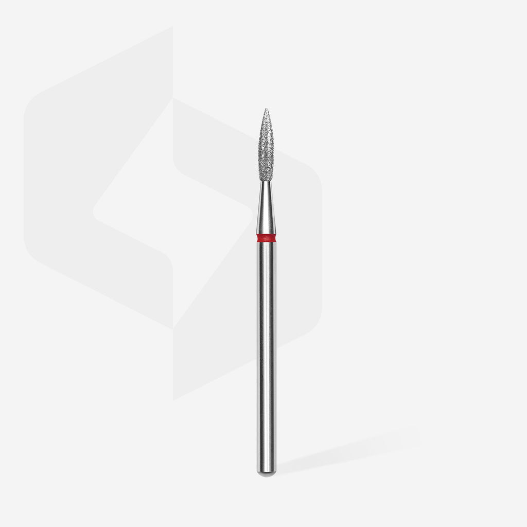 STALEKS Diamond nail drill bit pointed flame red EXPERT head diameter 2,3 mm / working part 8 mm - All Pro Beauty