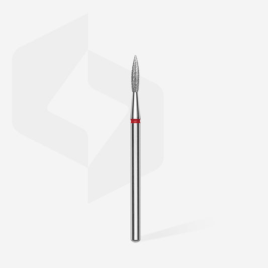 STALEKS Diamond nail drill bit pointed flame red EXPERT head diameter 2,3 mm / working part 8 mm