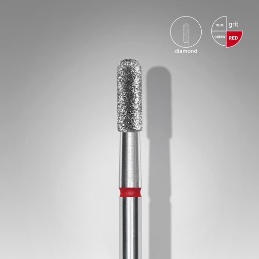 STALEKS Diamond nail drill bit rounded cylinder red EXPERT head diameter 2,3 mm / working part 6,5 mm