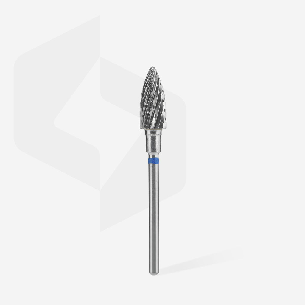STALEKS Carbide nail drill bit pine cone blue EXPERT head diameter 6 mm / working part 14 mm - All Pro Beauty