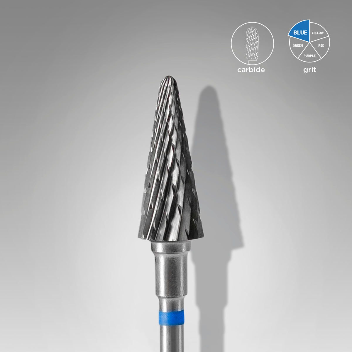 STALEKS Carbide nail drill bit cone blue EXPERT head diameter 6 mm / working part 14 mm FT71B060/14 - All Pro Beauty