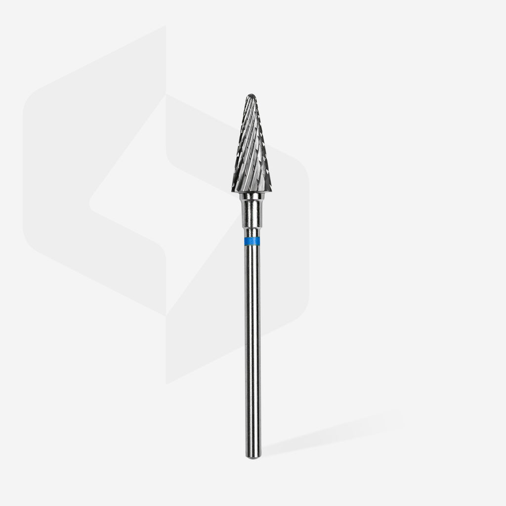 STALEKS Carbide nail drill bit cone blue EXPERT head diameter 6 mm / working part 14 mm FT71B060/14 - All Pro Beauty