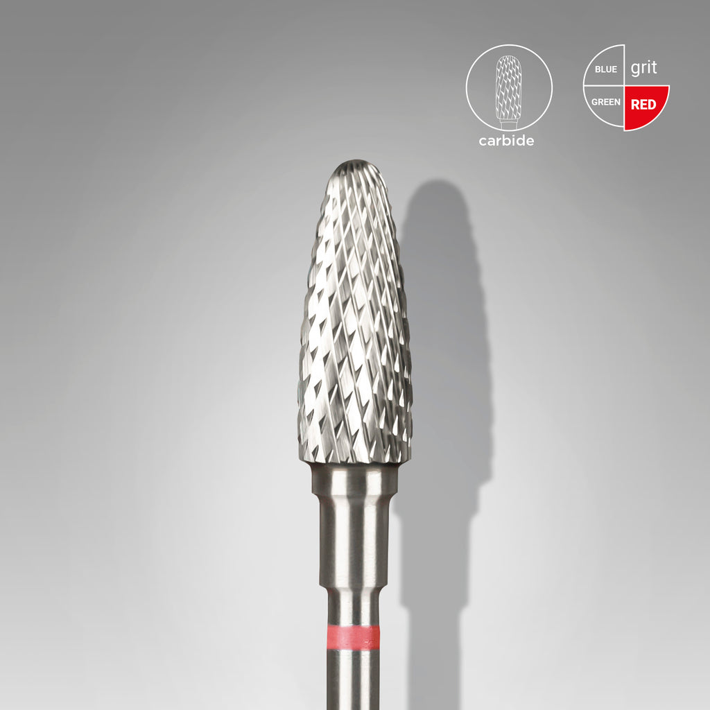 STALEKS Carbide nail drill bit corn red EXPERT head diameter 5 mm / working part 13 mm - All Pro Beauty