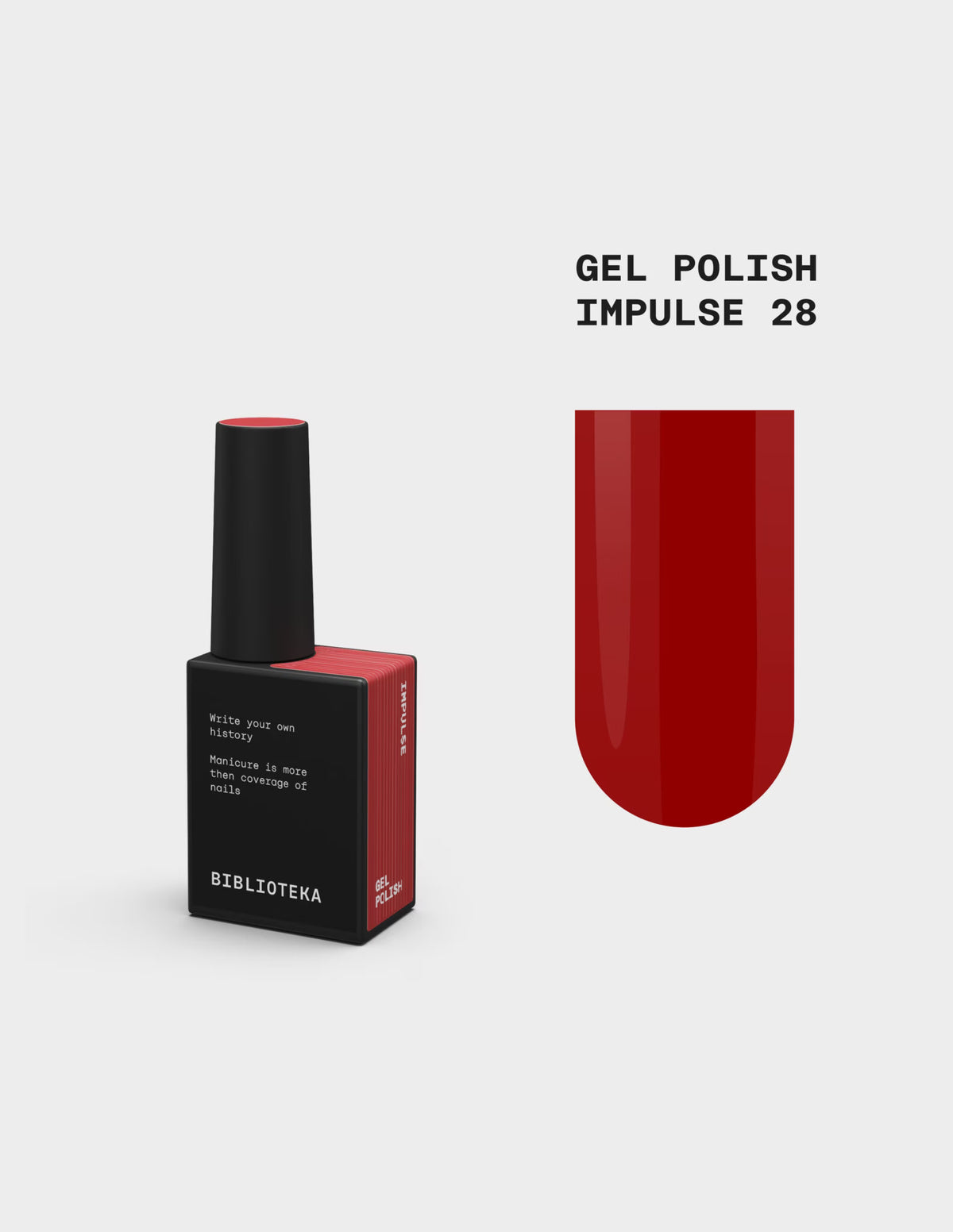 BIBLIOTEKA Gel Polish № 28 Impulse – Bright Red, 10 ml