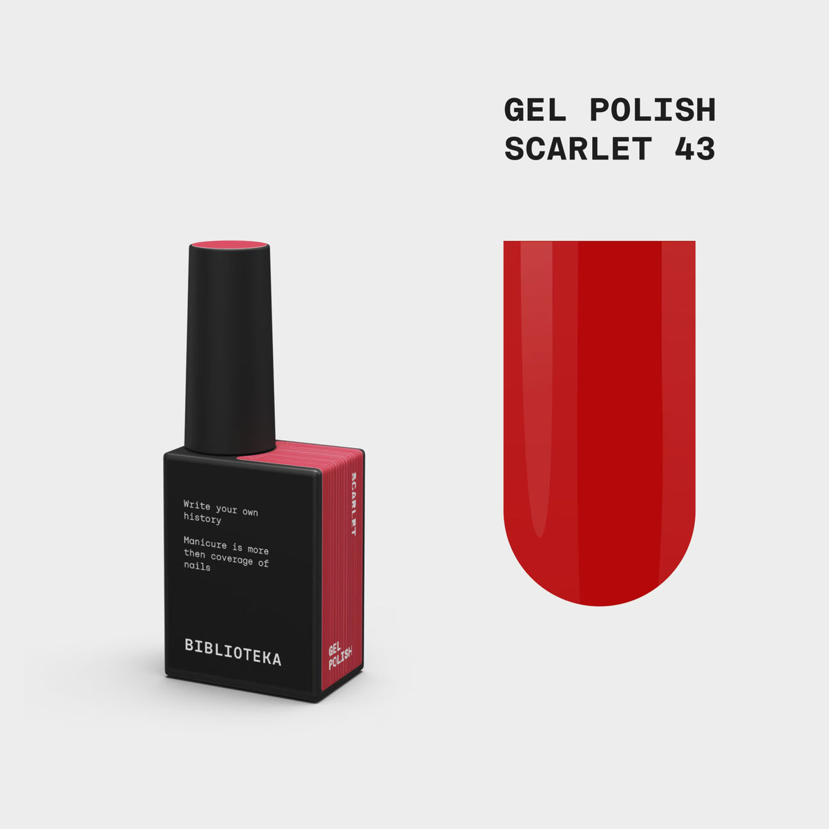 BIBLIOTEKA Gel Polish № 43 Scarlet – Warm rich red, 10 ml