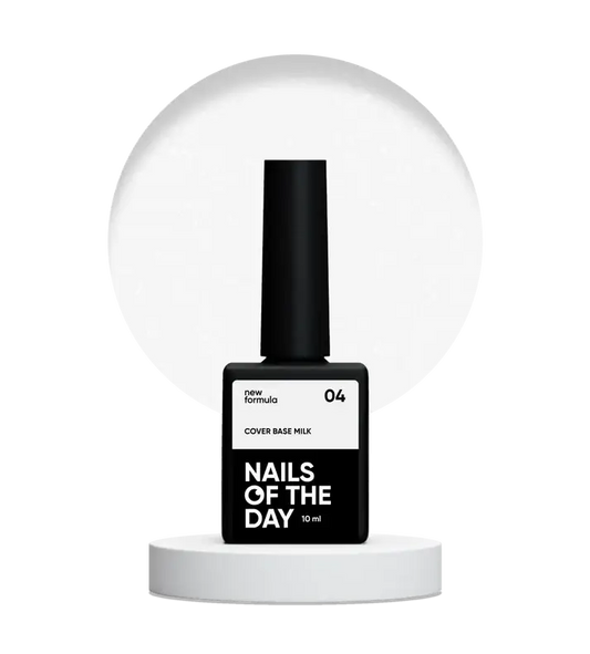 Nailsoftheday Cover base NEW Formula milk 04 — milky with silver glitter camouflage base , 10 ml