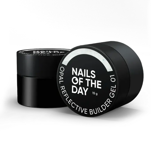NAILSOFTHEDAY Opal Reflective builder gel 01 — milky building gel with opal shine and reflective parts, 15 g
