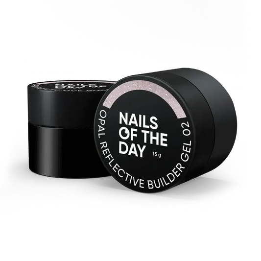 NAILSOFTHEDAY Opal Reflective builder gel 02 — pink-milk building gel with opal shine and reflective parts, 15 g