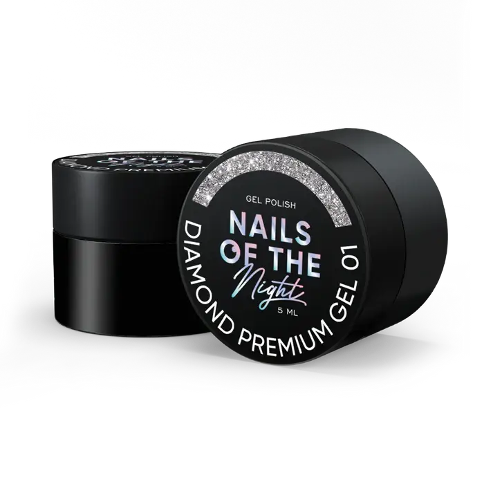 NAILSOFTHENIGHT Diamond Premium gel - gel polish 01 — silver gel polish with fine metallic nail polish, 5 ml