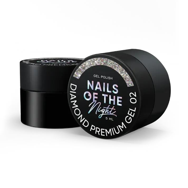 Premium gel – gel polish 02 — silver holographic gel polish with fine metallic nail polish, 5 ml
