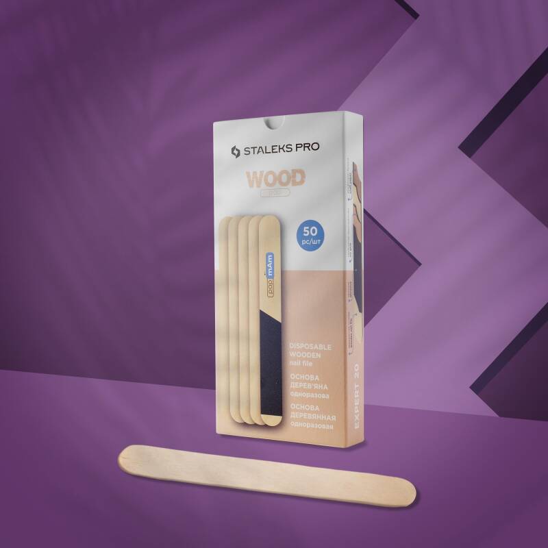 Staleks Pro Disposable straight wooden file foundation EXPERT 20, 50 pcs (WBE-20) - All Pro Beauty