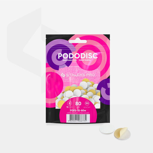 STALEKS Disposable white files on soft foam layer for pedicure disc PODODISC S (PDFS-15-80,100,180,240,320grit) 50pcs