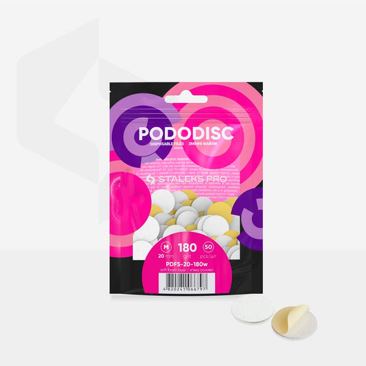 STALEKS Disposable white files on soft foam layer for pedicure disc PODODISC M EXPERT 180 grit (50 pcs)